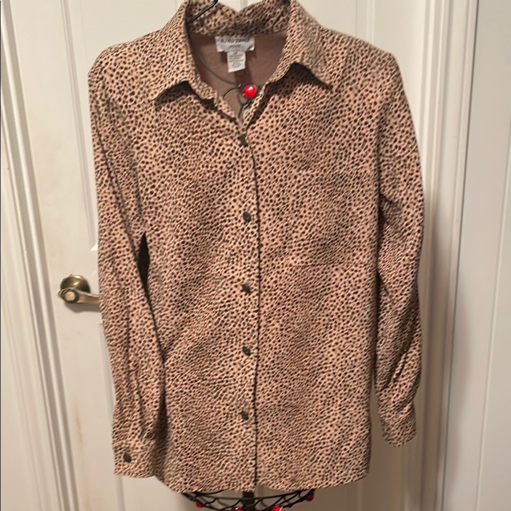 🦋🦋🦋3 for 12$🦋🦋🦋VTG Alfred Dunner Stylish Leopard Print Button-Up Shirt-12P